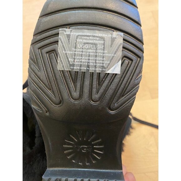 UGG "weylyn" boot shearling cuff Womens Size 9.5 NEW black lace up - Picture 10 of 10